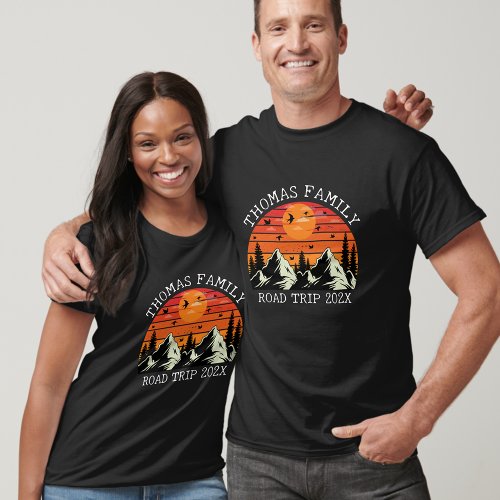 Custom Family Reunion Road Trip Mountain Sunset T_Shirt