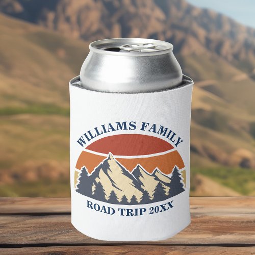 Custom Family Reunion Road Trip Sunset Mountains Can Cooler