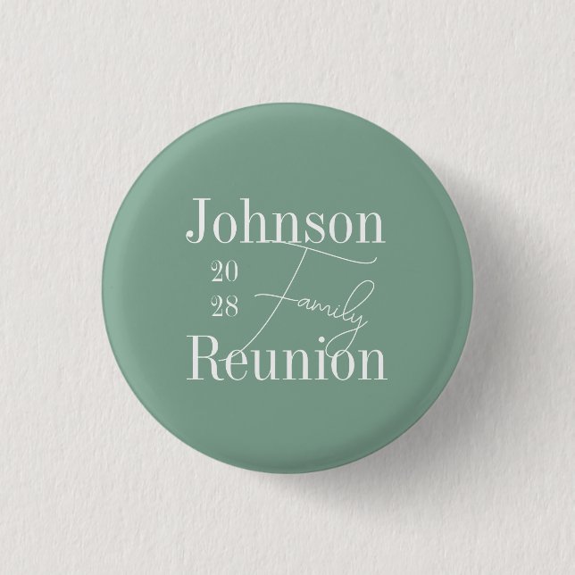 Custom Family Reunion Sage Green Keepsake Button (Front)