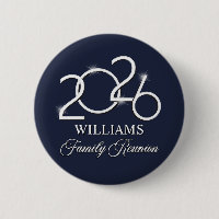Custom Family Reunion Souvenir Pin, Navy Silver
