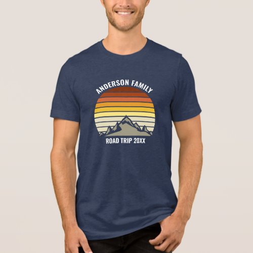 Custom Family Reunion Sunset Mountain Road Trip Tri_Blend Shirt