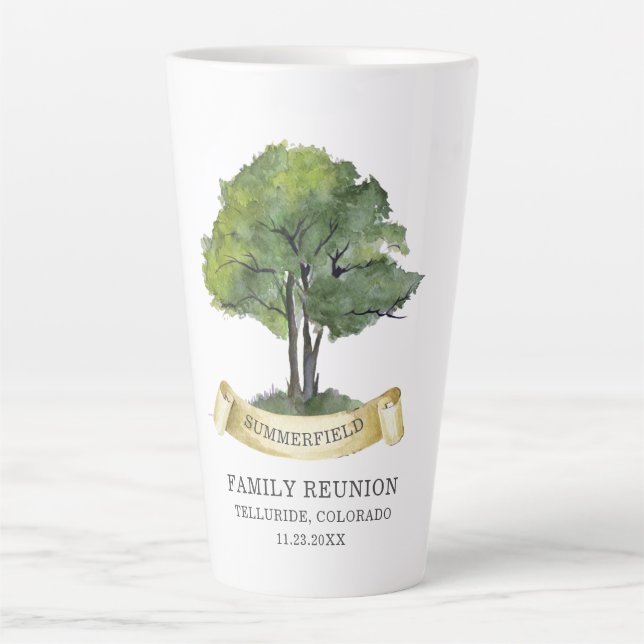 Custom Family Reunion Tree Name Keepsake Latte Mug (Front)