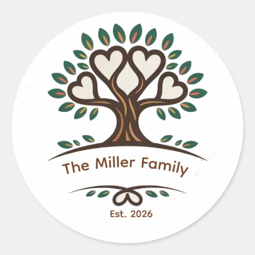 Custom Family Reunion Tree T-Shirt Classic Round Sticker