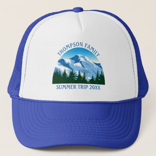 Custom Family Reunion Trip Mountain Forest Hiking Trucker Hat