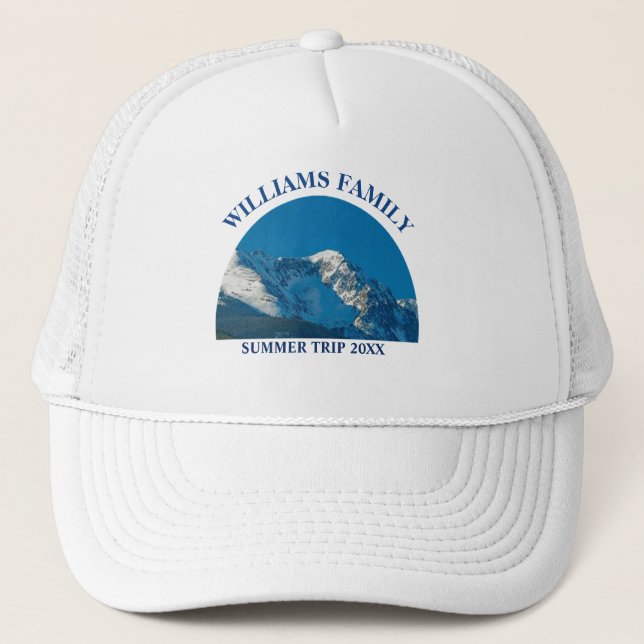 Custom Family Reunion Trip Mountain Forest Hiking  Trucker Hat (Front)