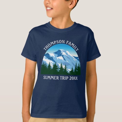 Custom Family Reunion Trip Mountain Forest Kids T_Shirt