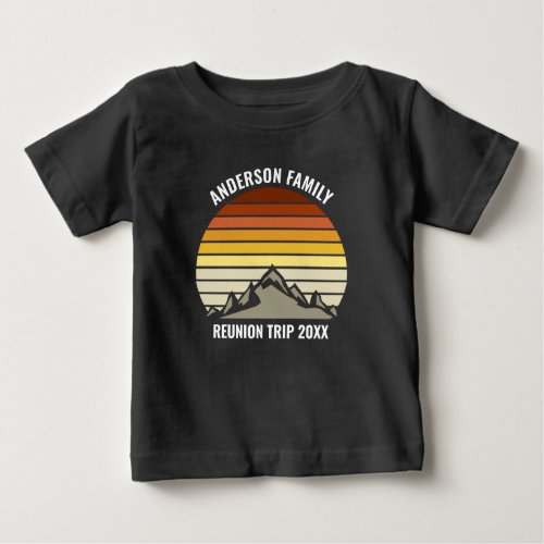 Custom Family Reunion Vintage Sunset Mountain Baby T_Shirt