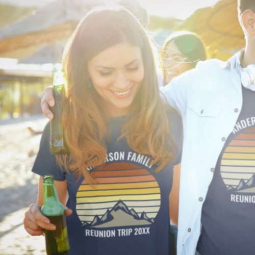Custom Family Reunion Vintage Sunset Mountain T_Shirt