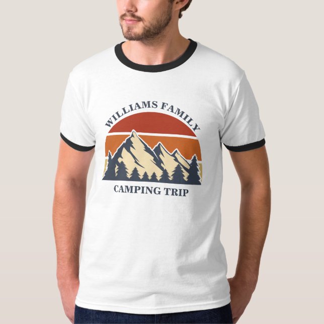 Custom Family Road Trip Camping Sunset Ringer T-Shirt (Front)