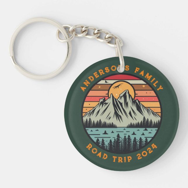 Custom Family Road Trip Vacation Reunion Keychain (Front)