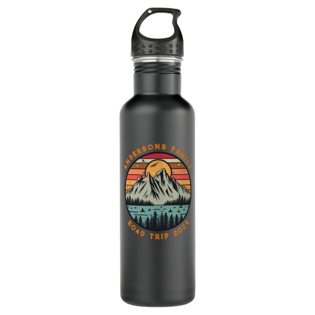 Custom Family Road Trip Vacation Reunion Stainless Steel Water Bottle (Front)