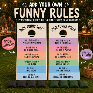 Custom Family Rules Cornhole Set Backyard Game