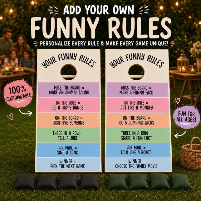 Custom Family Rules Cornhole Set | Backyard Game  (Creator Uploaded)