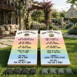 Custom Family Rules Cornhole Set Backyard Game