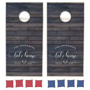 Custom Family Rustic Modern Lake House Elegant Cor Cornhole Set