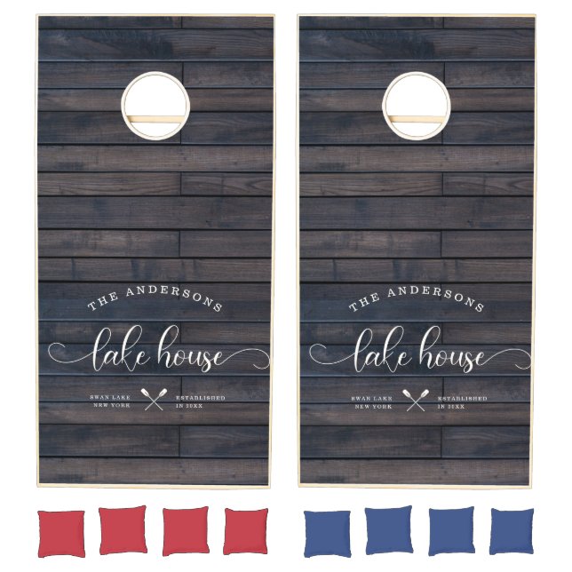 Custom Family Rustic Modern Lake House Elegant Cor Cornhole Set (Set)