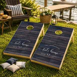 Custom Family Rustic Modern Lake House Elegant Cornhole Set