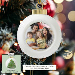 Custom FAMILY Script 2 Photo Keepsake Ceramic Ball Christmas Ornament<br><div class="desc">Keep up or start a family holiday tradition with a keepsake photo ornament every year or commemorate a special occasion or milestone this year. Also makes a great gift to share with family and friends. The text is in an editable charcoal gray handwritten script font you can change for easy...</div>