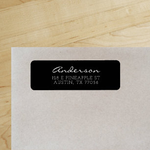 Custom Family Script Black Return Address Label