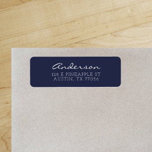 Custom Family Script Midnight Blue Return Address Label
