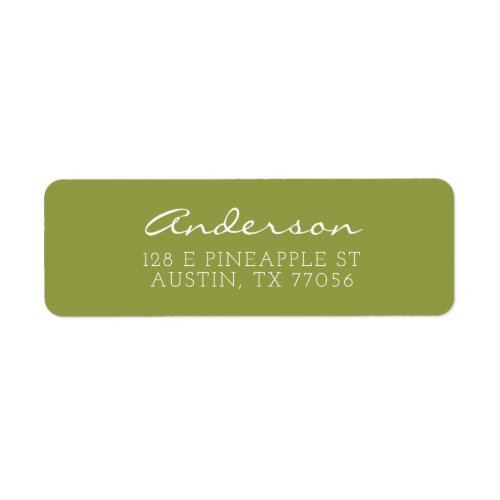 Custom Family Script  Olive Green  Return Address Label