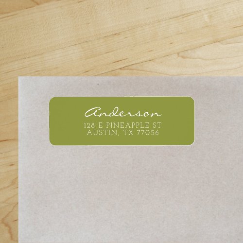 Custom Family Script  Olive Green  Return Address Label