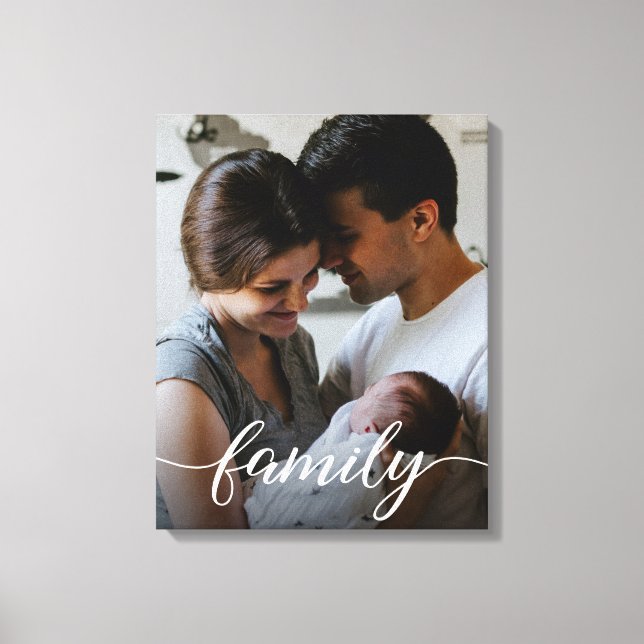 Custom Family script personalized photo Canvas Print (Front)