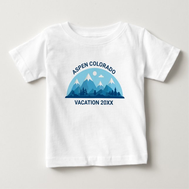 Custom Family Ski Trip Blue Mountain Cute Baby T-Shirt (Front)