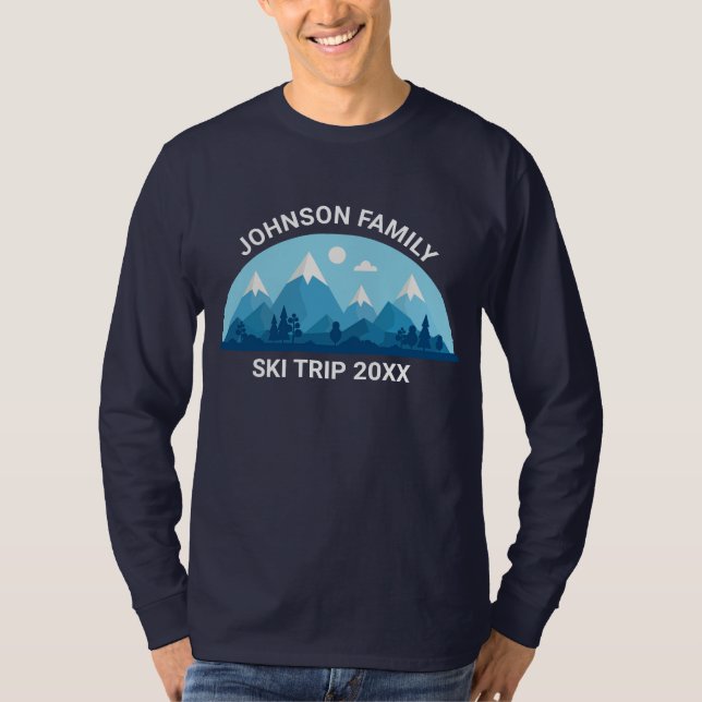 Custom Family Ski Trip Winter Vacation Long Sleeve T-Shirt (Front)