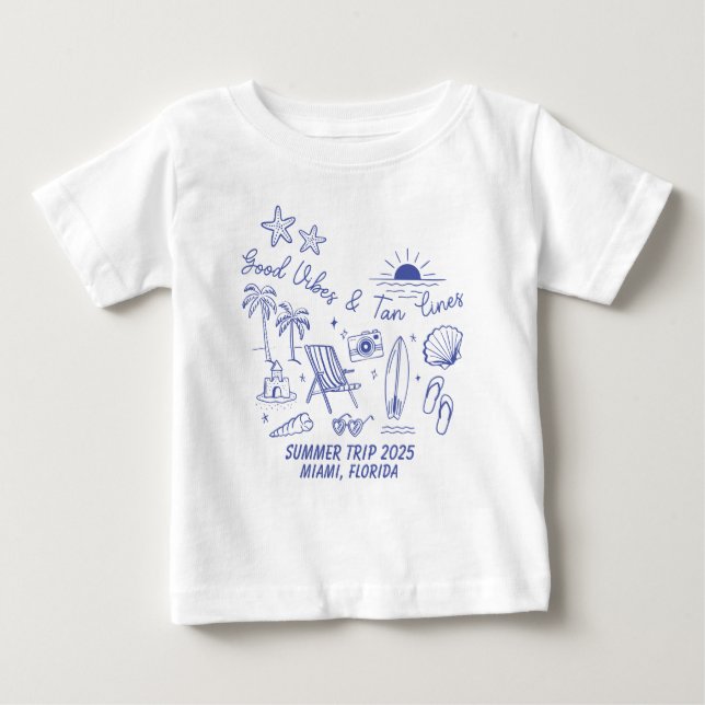 Custom Family Summer Beach Trip Group Matching Baby T-Shirt (Front)