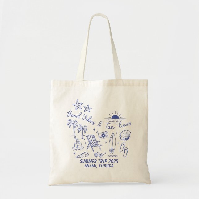 Custom Family Summer Beach Trip Group Matching Tote Bag (Front)