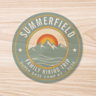 Custom Family Summer Hiking Trip Classic Round Sticker
