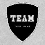 Custom family team patch<br><div class="desc">Create your custom sports team inspired design with your last name. A fun idea for a gift or a family reunion outfit. You can easily change the size and color of the text.</div>