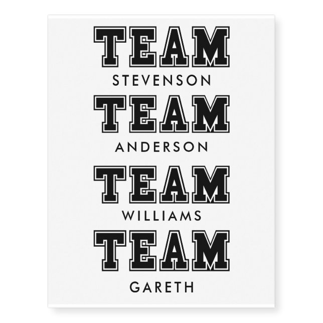 Custom family team temporary tattoos (Front)