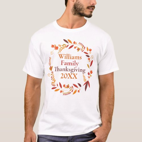 Custom Family Thanksgiving Autumn Wreath T_Shirt