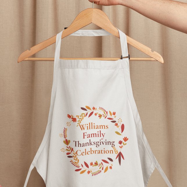 Custom Family Thanksgiving Fall Holiday Wreath Adult Apron (Creator Uploaded)