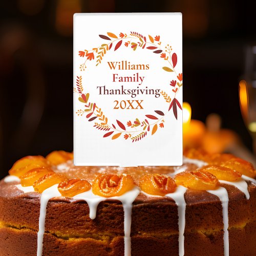 Custom Family Thanksgiving Party Fall Wreath Cake Topper