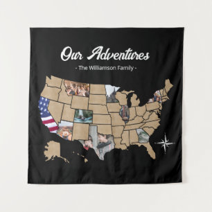 Custom Family Travel Adventures USA Photo Collage Tapestry