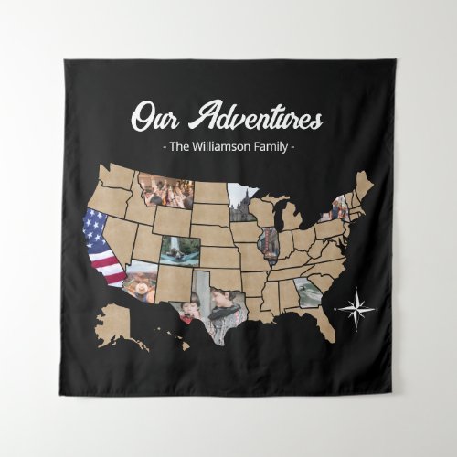 Custom Family Travel Adventures USA Photo Collage Tapestry