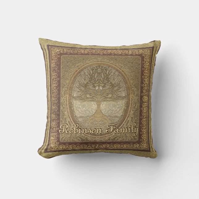 Custom Family Tree Artwork Throw Pillow (Front)