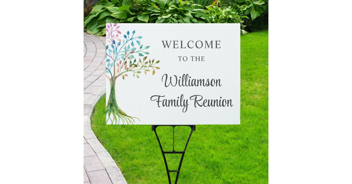 Custom Family Tree Family Reunion Welcome Sign | Zazzle