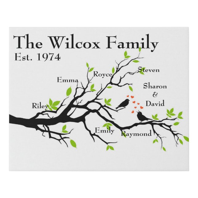 Custom Family Tree Faux Canvas Print (Front)