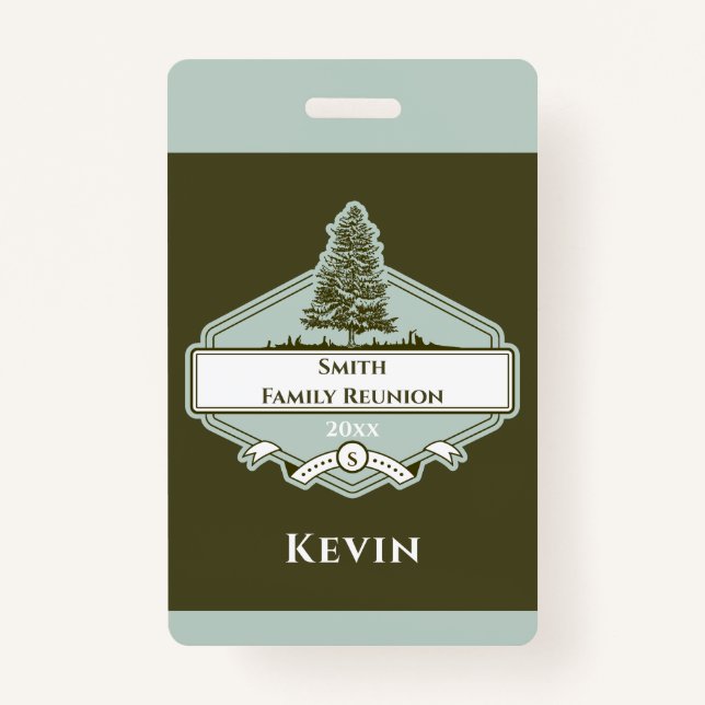 Custom Family Tree Logo Reunion Name Badge (Front)