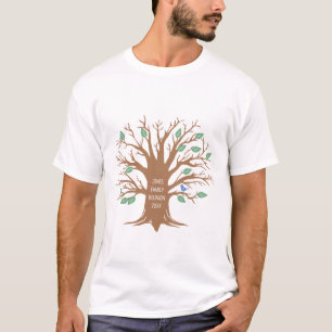 Custom Family tree with leaves and birds T-Shirt