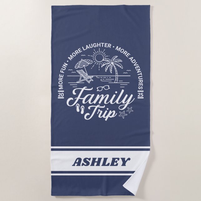 Custom Family Trip Group Matching Beach Vacation Beach Towel (Front)