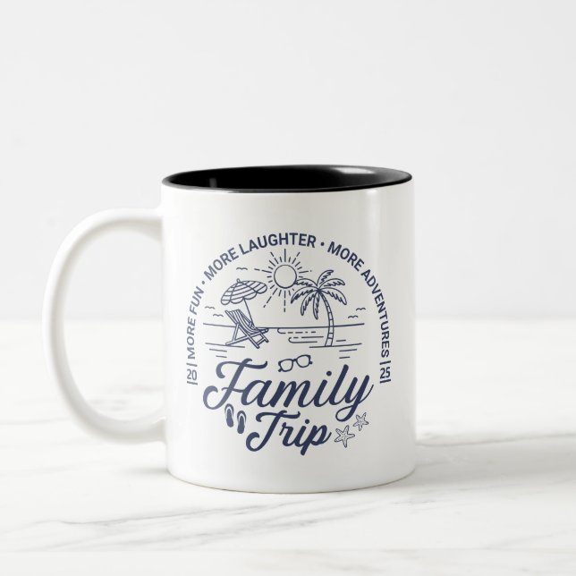 Custom Family Trip Group Matching Beach Vacation Two-Tone Coffee Mug (Left)