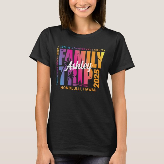 Custom Family Trip Matching Group Vacation T-Shirt (Front)