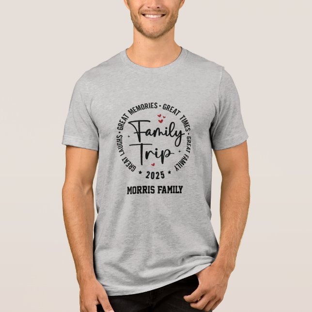 Custom Family Trip T-Shirt – Personalized Vacation Tri-Blend Shirt (Front)