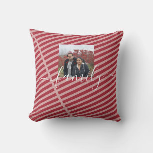 Custom Family Two Photo Double-Sided Christmas Throw Pillow
