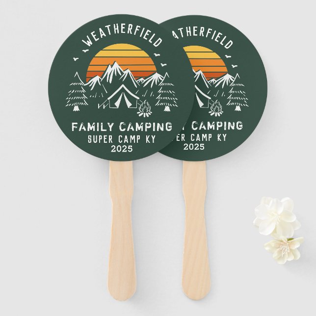 Custom Family Vacation and Camping Hand Fan (Front and Back)